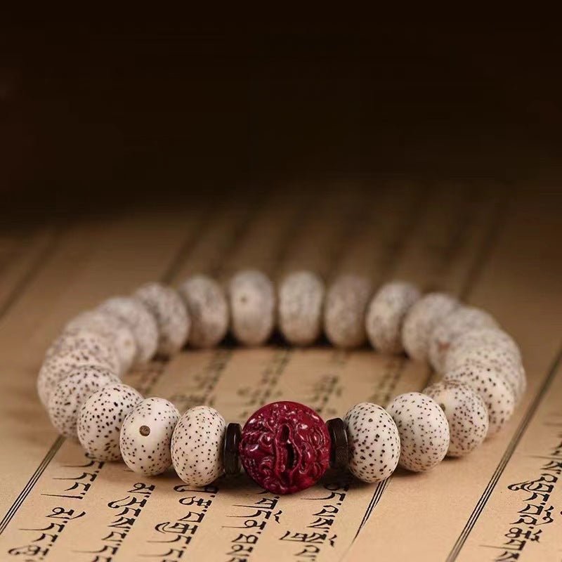 Six-Syllable Mantra Cinnabar Pixiu Star-and-Moon Bodhi Bracelet