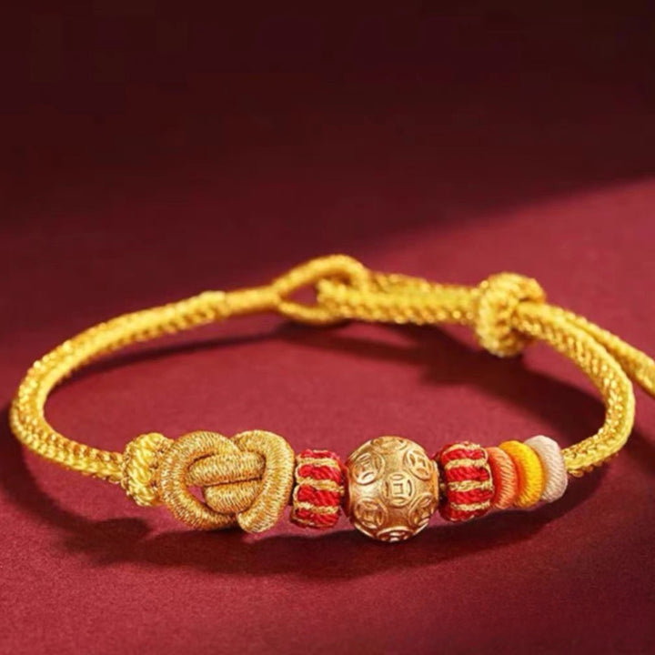 2025 Year of the Snake Sand Gold Coin Braided Bracelet