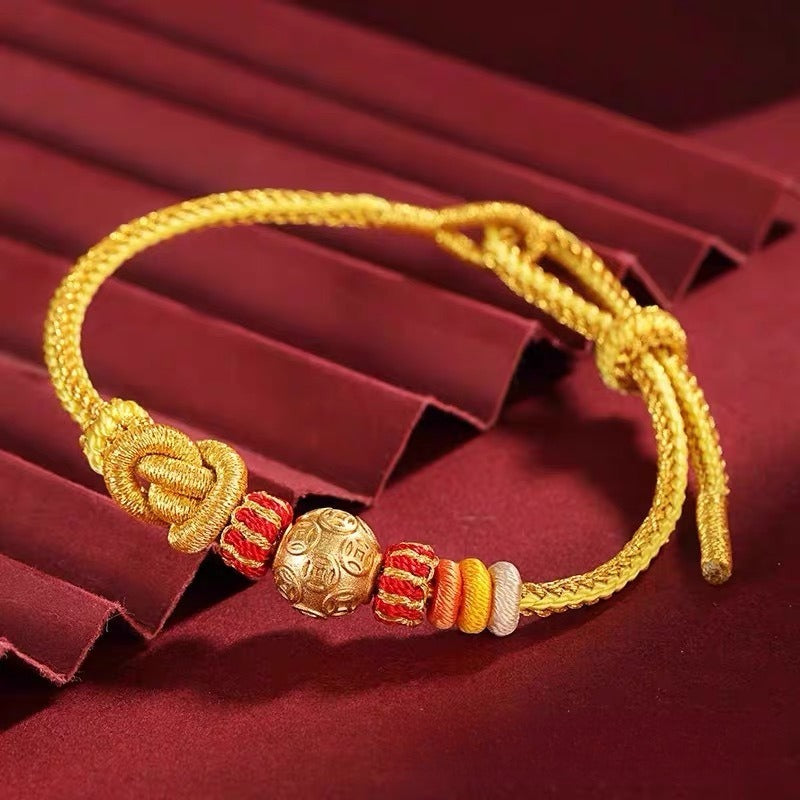 2025 Year of the Snake Sand Gold Coin Braided Bracelet