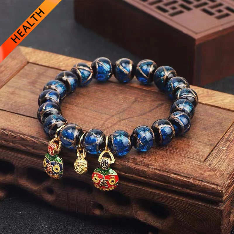 Gold Swallowing Beast Incense Ash Liuli Bracelet for Health, Good Luck, Protection, Buddhist Guardian, and Wealth