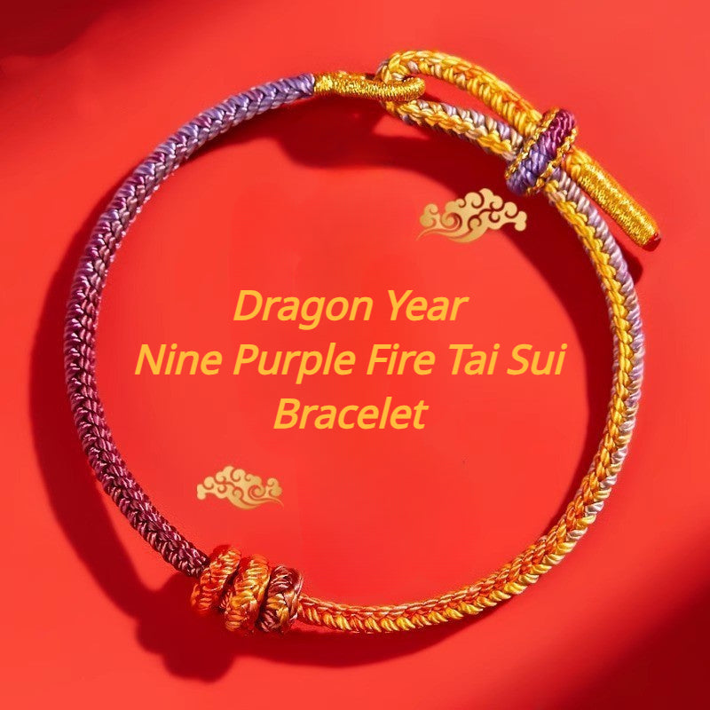Dragon Year Nine Purple Fire Tai Sui Bracelet for attracting good luck, protection, Buddhist Guardian blessings, wealth, and health0