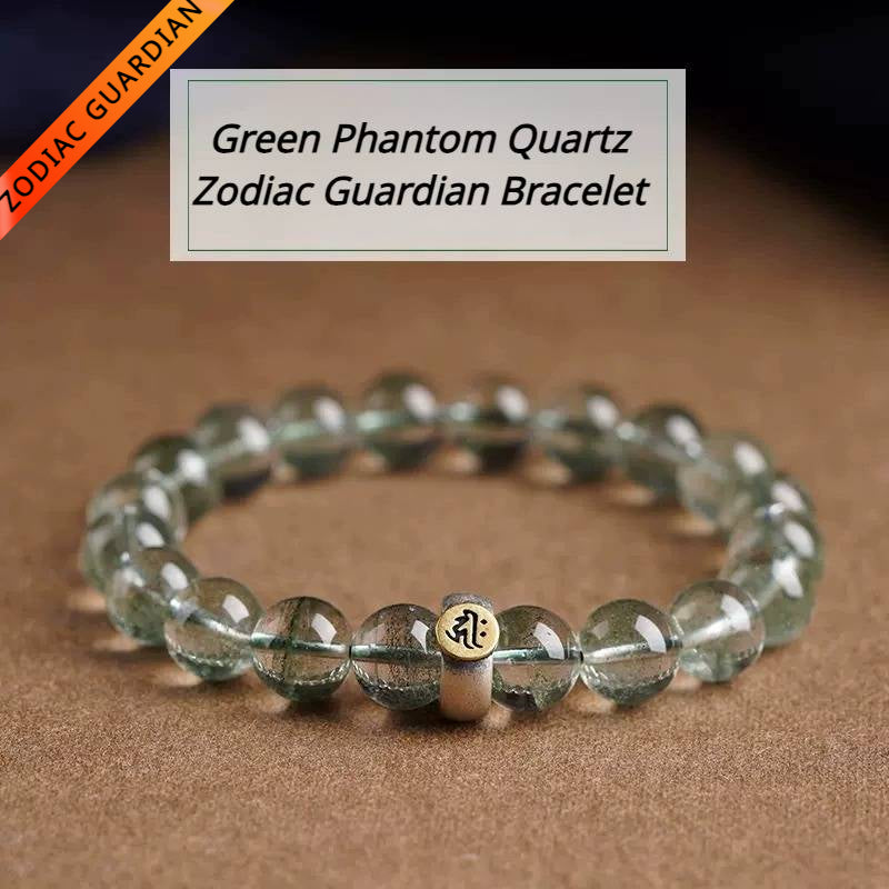 Green Phantom Quartz Bracelet for Zodiac Guardian - Attracts Good Luck, Protection, Buddhist Guardian, Wealth, and Health0