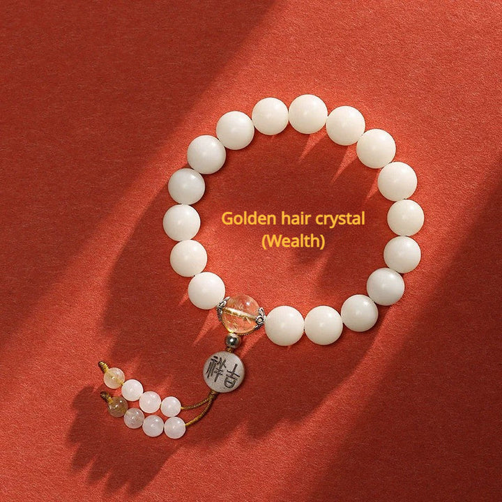 Natural White Bodhi 18-Bead Bracelet for good luck, protection, love, wealth, and health0