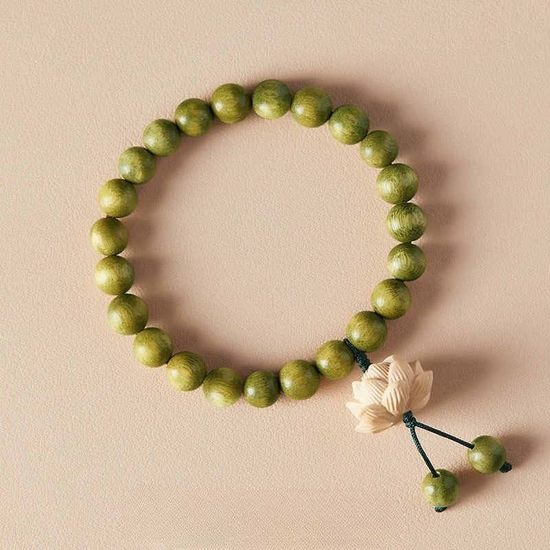 Green Sandalwood Lotus Good Luck Prayer Bead Bracelet for luck and protection1