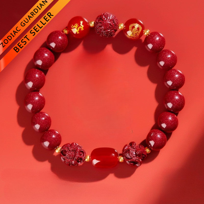 Cinnabar bracelet for Three-Match and Six-Match Zodiac Signs designed to attract good luck, protection, and Buddhist Guardian blessings8