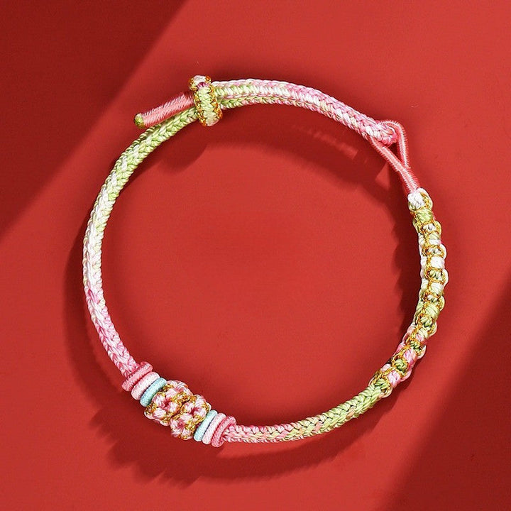 Peaceful Love Gradual Change Peach Blossom Woven Bracelet for good luck, protection, and love2