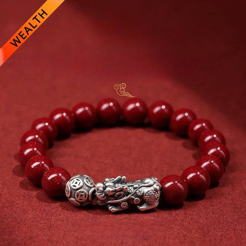 Sterling Silver Pixiu Cinnabar Bracelet for attracting good luck, protection, wealth, and health5