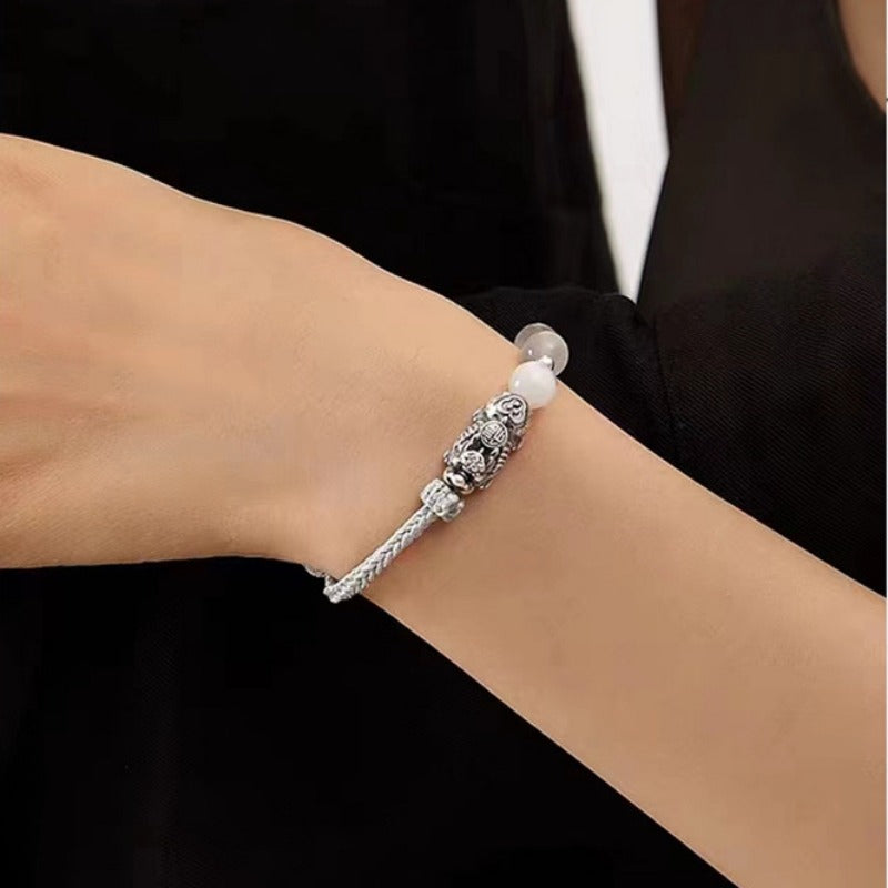 Pixiu Couple Bracelet 999 Fine Silver for attracting good luck, protection, wealth, and success0